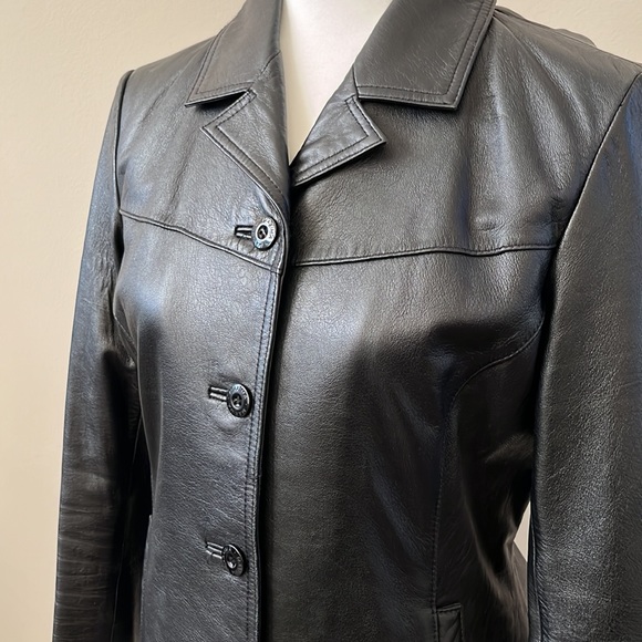 Wilsons Maxima - Genuine Black Leather Vintage 90’s Blazer - Size Medium - Picture 2 of 14